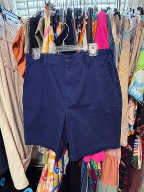 Jos. A. Bank Navy Flat-Front Cotton Shorts - stay cool